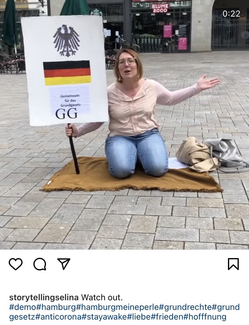 Instagram-Post: Selina Fullert bei einer Hamburger Demo gegen die Anti-Corona-Maßnahmen